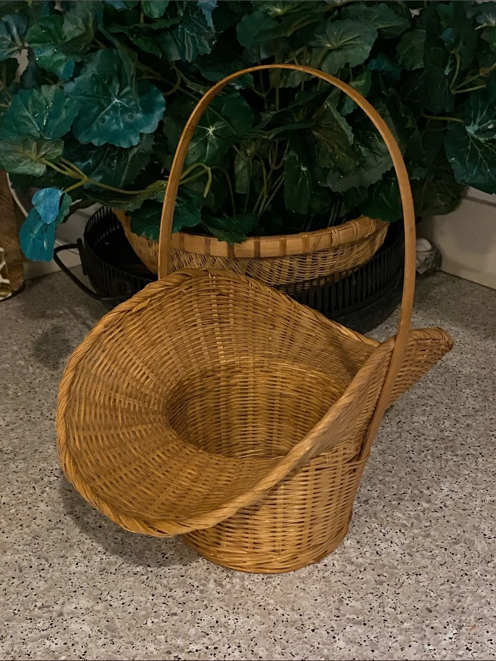 2 Handwoven Vintage Baskets w/Handles